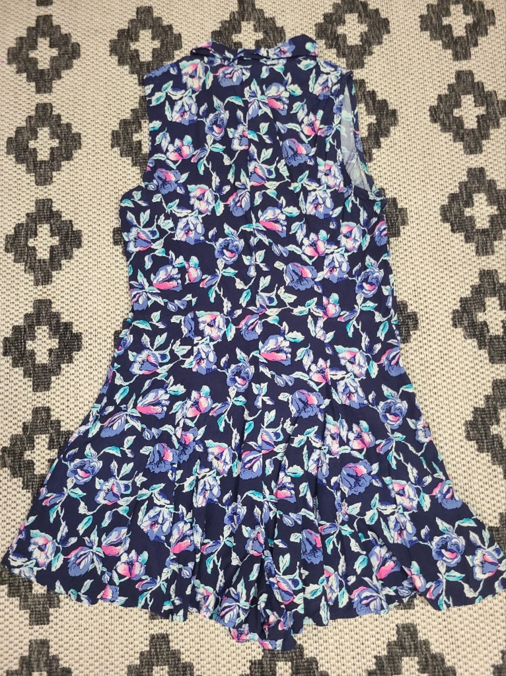 Vintage  Navy Floral Button-Front‎ Romper - Picture 5 of 9